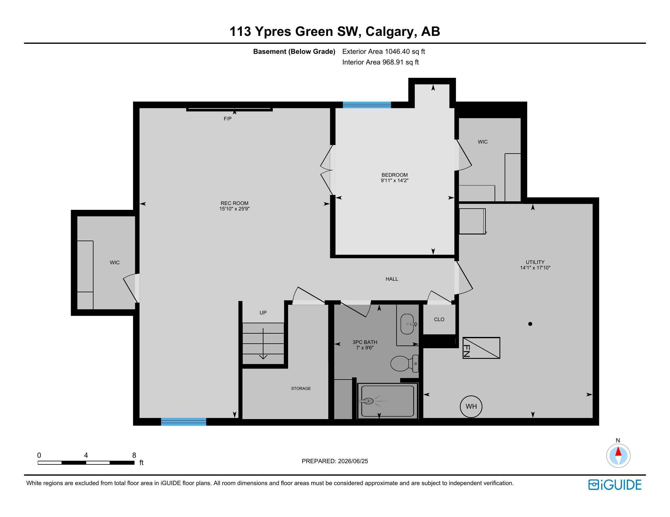 Basement floor plan — Interior Area 968.91 sq ft