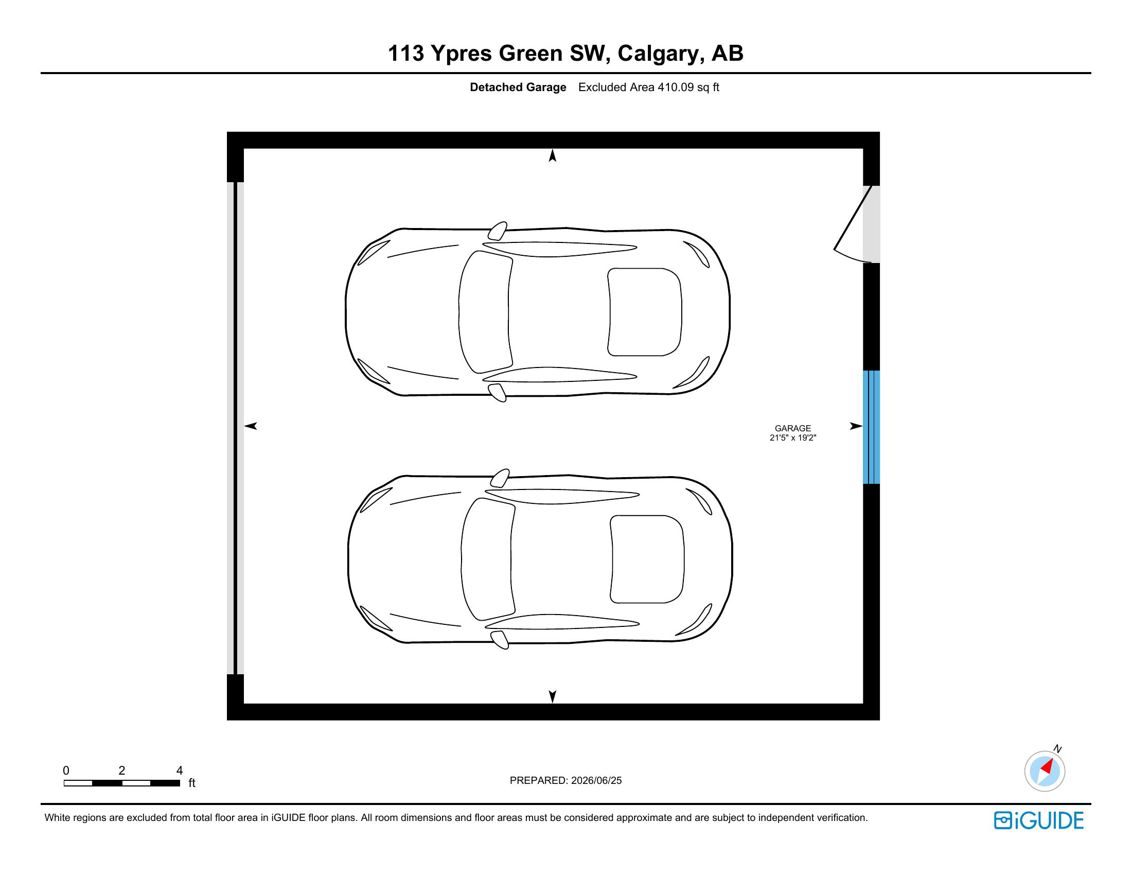 Detached Garage floor plan — Excluded Area 410.09 sq ft