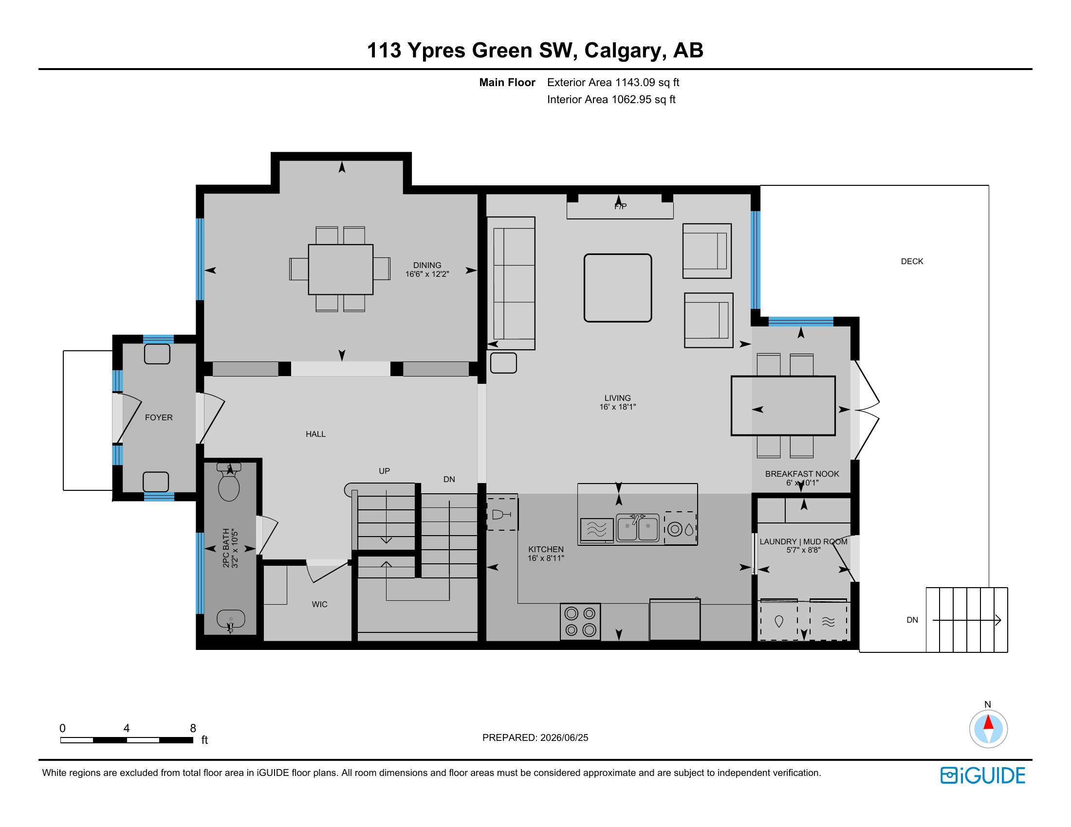 Main Floor floor plan — Interior Area 1,062.95 sq ft